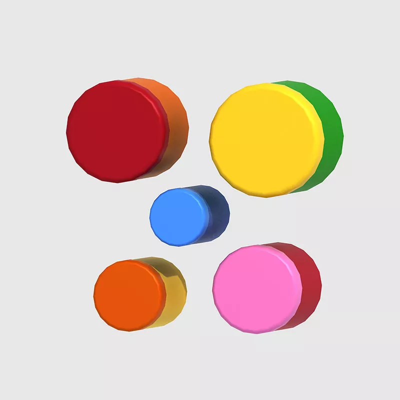 Das Schlagzeug spielt bunte Trommeln